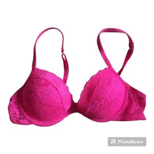 LA SENZA Hot Pink Lace Push Up Bra - Size 32A